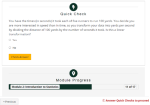 Quick Check and Module Progress bar