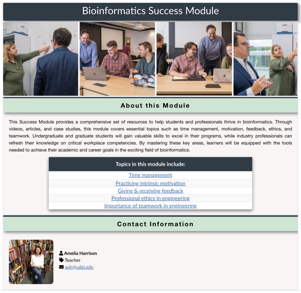Bioinformatics Success Module home page