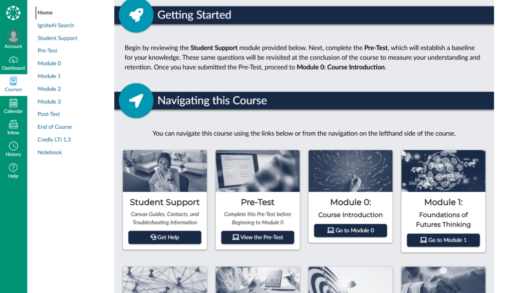 University of South Florida Canvas page with styled headings including icons